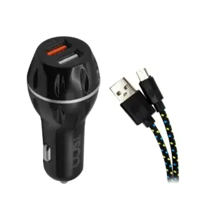 Tsco Car Charger TCG28 QC With Micro USB Cable Black