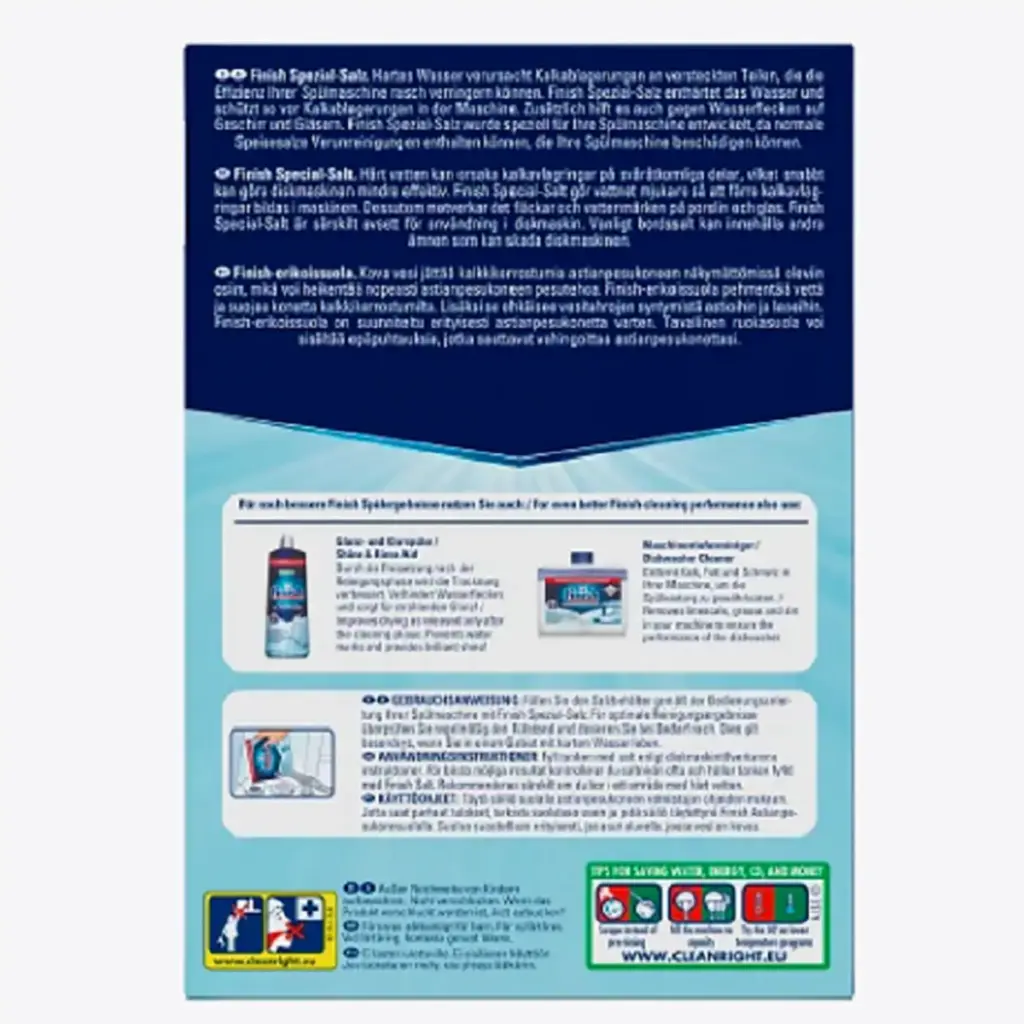 تصویر نمک ظرفشویی فینیش 1.2 کیلویی از پشت