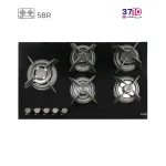 اجاق گاز صفحه ای اسنوا SNOWA مدل SGH5-2213G شیشه مشکی-عکس از بالا