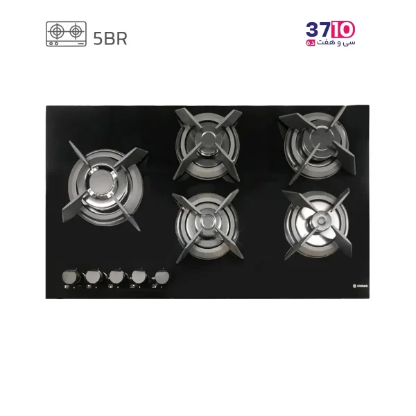 اجاق گاز صفحه ای اسنوا SNOWA مدل SGH5-2213G شیشه مشکی-عکس از بالا