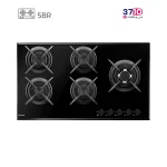 اجاق گاز صفحه ای اسنوا SNOWA مدل SGH5-2323G شیشه مشکی-عکس از بالا