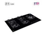 اجاق گاز صفحه ای اسنوا SNOWA مدل SGH5-2323G شیشه مشکی-عکس مایل