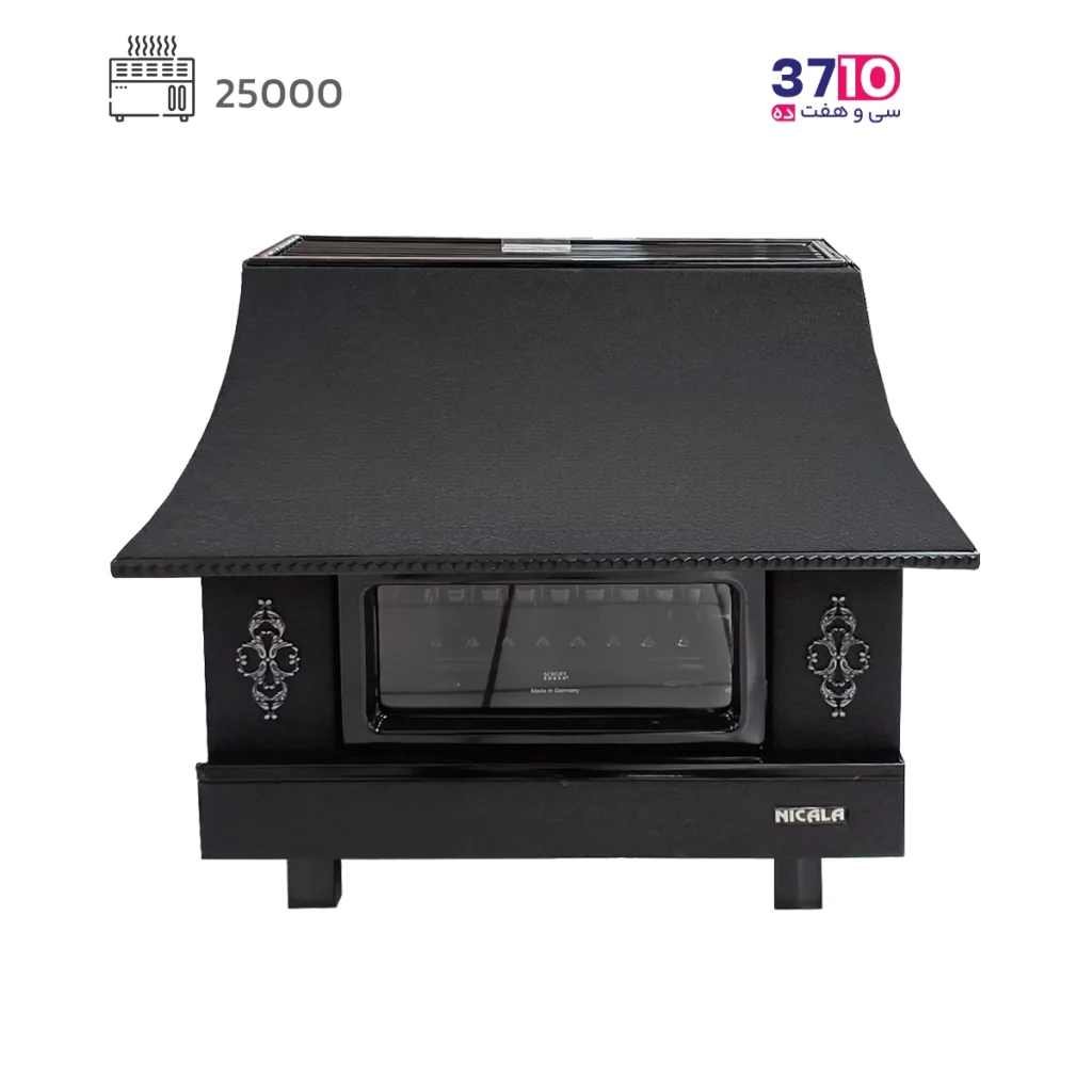 بخاری نیک کالا Nicala مدل شومینه ثمین MC25 مشکی کروکودیلی از روبرو