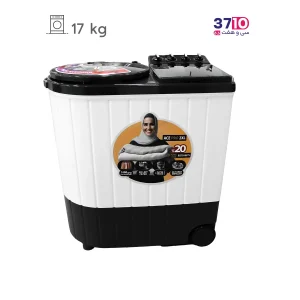 ماشین لباسشویی دوقلو ریتون مدل RWM-1730 ACE PRO هفده کیلویی سفید خاکستری از روبرو