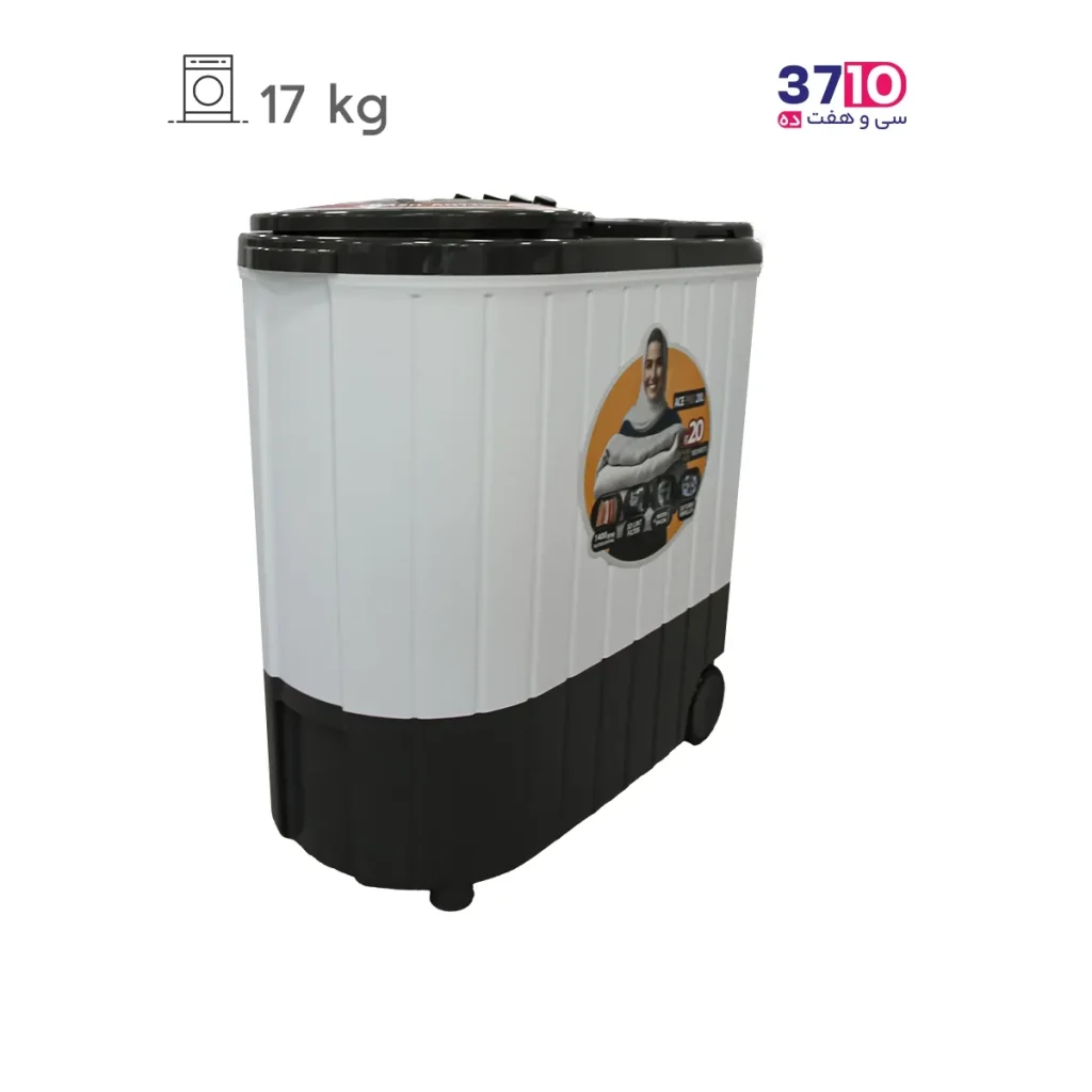 ماشین لباسشویی دوقلو ریتون مدل RWM-1730 ACE PRO هفده کیلویی سفید خاکستری از بغل