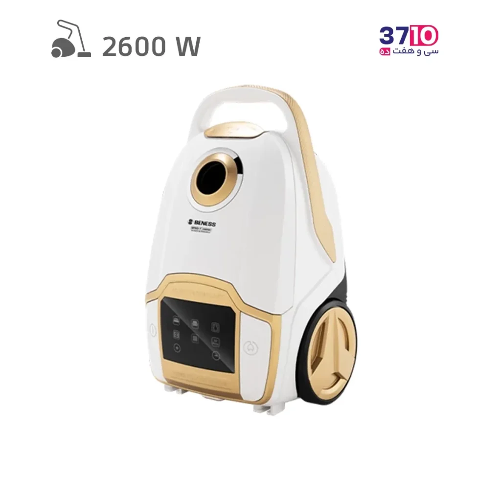 جاروبرقی کیسه ای بنس BENESS مدل 6PRO-T سفید طلایی عکس از روبرو