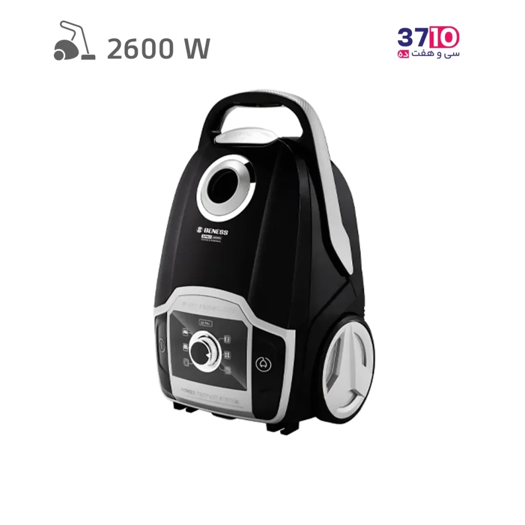 جاروبرقی کیسه ای بنس BENESS مدل 6PRO مشکی نقره ای عکس از روبرو