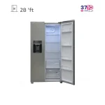 یخچال و فریزر ساید بای ساید ایکس ویژن مدل HS600-SI نقره ای عکس با درب باز