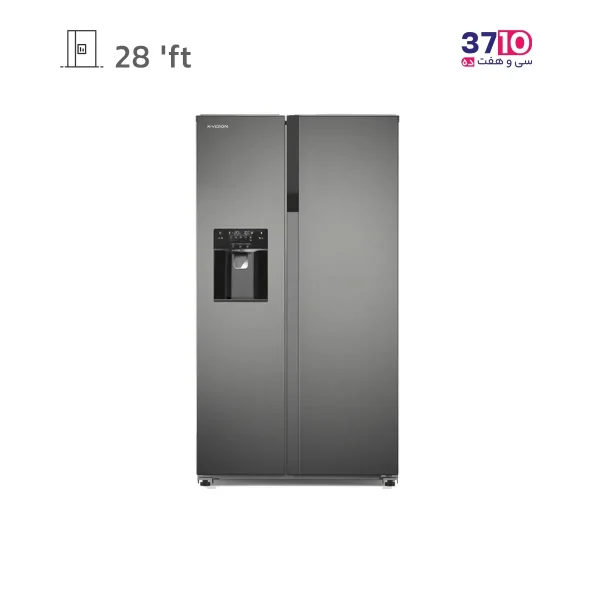 یخچال و فریزر ساید بای ساید ایکس ویژن مدل HS600-SI نقره ای عکس از روبرو