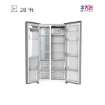 یخچال و فریزر ساید بای ساید ایکس ویژن مدل HS600-SI نقره ای عکس با درب باز