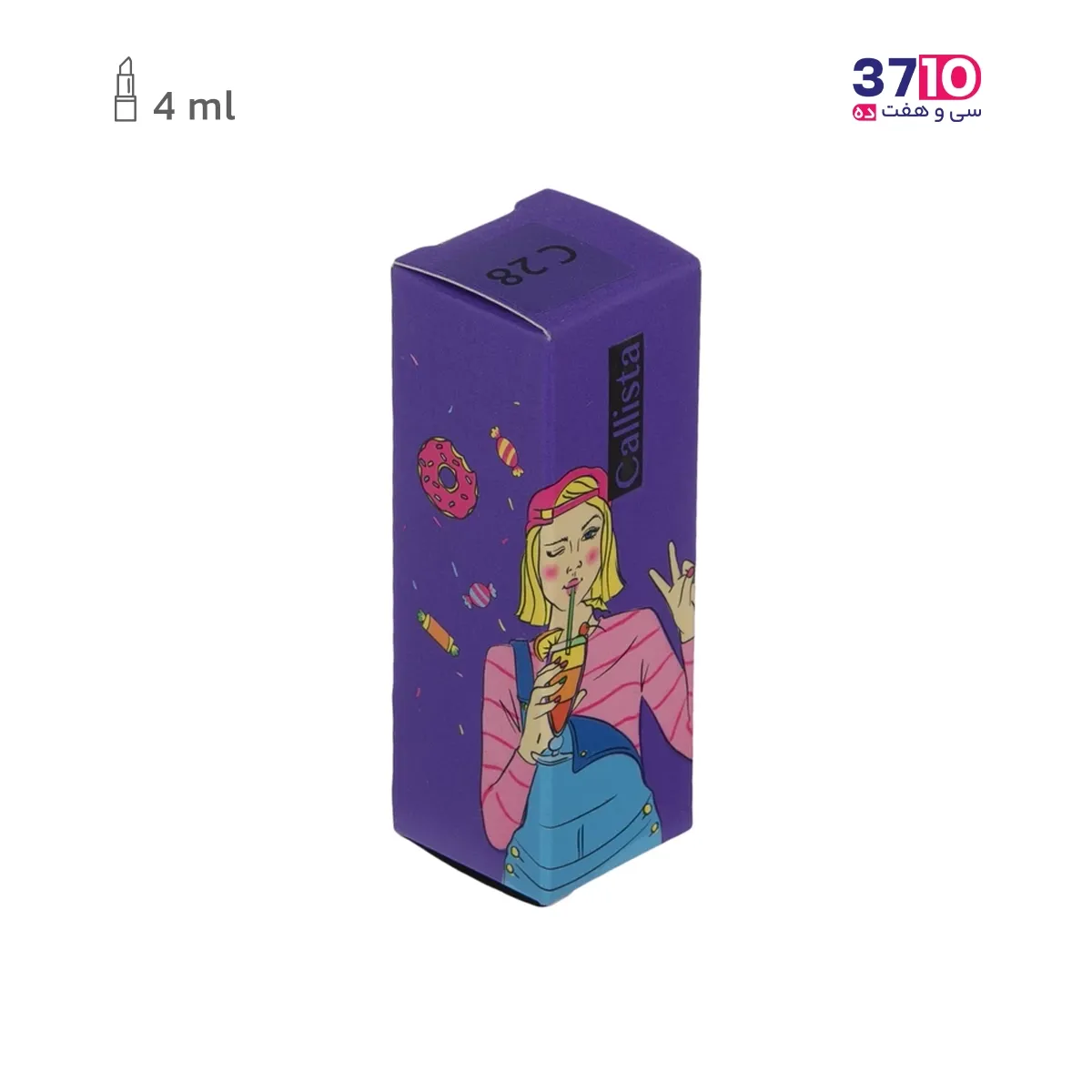 رژ لب جامد کالیستا مدل Hydra Color شماره C28 عکس از جعبه