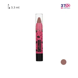 رژ لب مدادی کالیستا مدل Secret Bite شماره 02 عکس از رو به رو به همراه تست رنگ