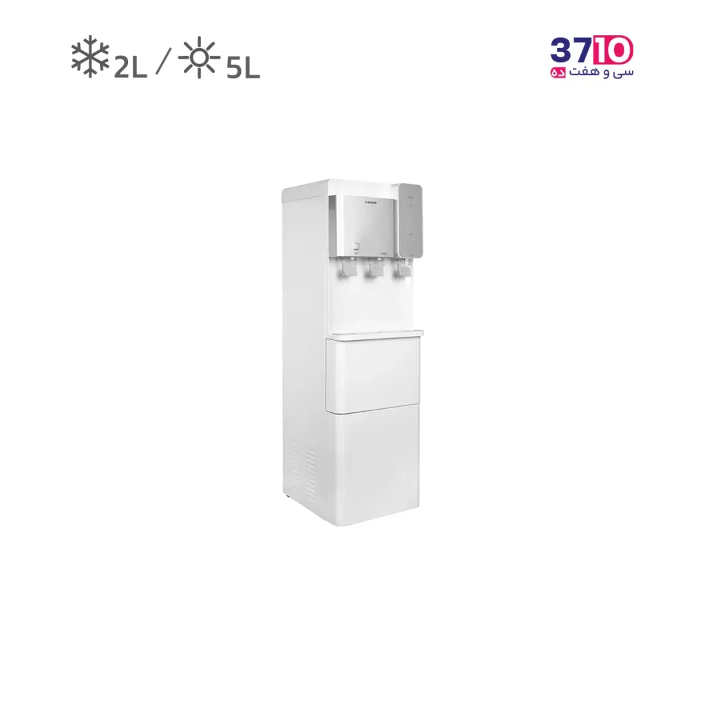 آبسردکن ایستاده بنس BENNES مدل BW-S656 سفید یخچال دار مجهز به یخساز عکس از کنار