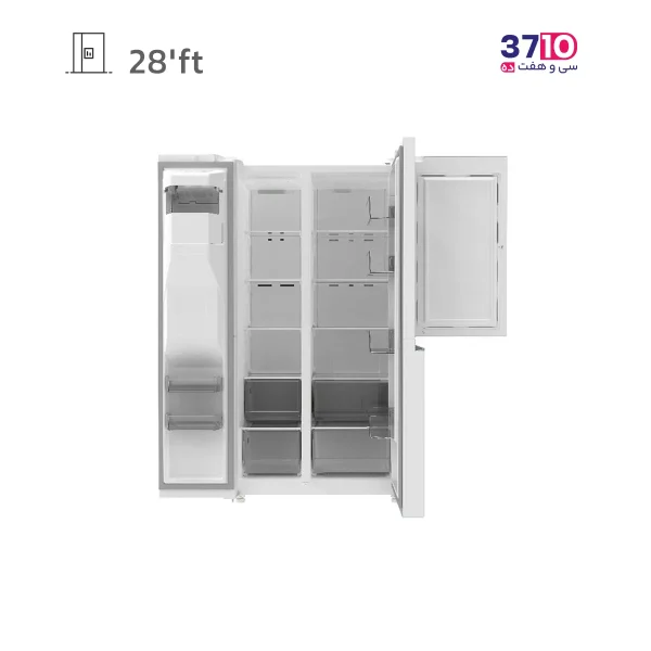 یخچال ساید بای ساید دیپوینت مدل INSIDER W سفید عکس با درب باز