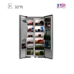 یخچال فریزر ساید بای ساید جی پلاس مدل GSS-P7923BS عکس با درب باز