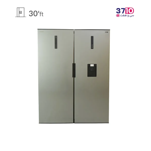 یخچال فریزر دوقلو پارس PARS مدل نوفراست بوران پلاس با ابسردکن نقره ای عکس از روبرو