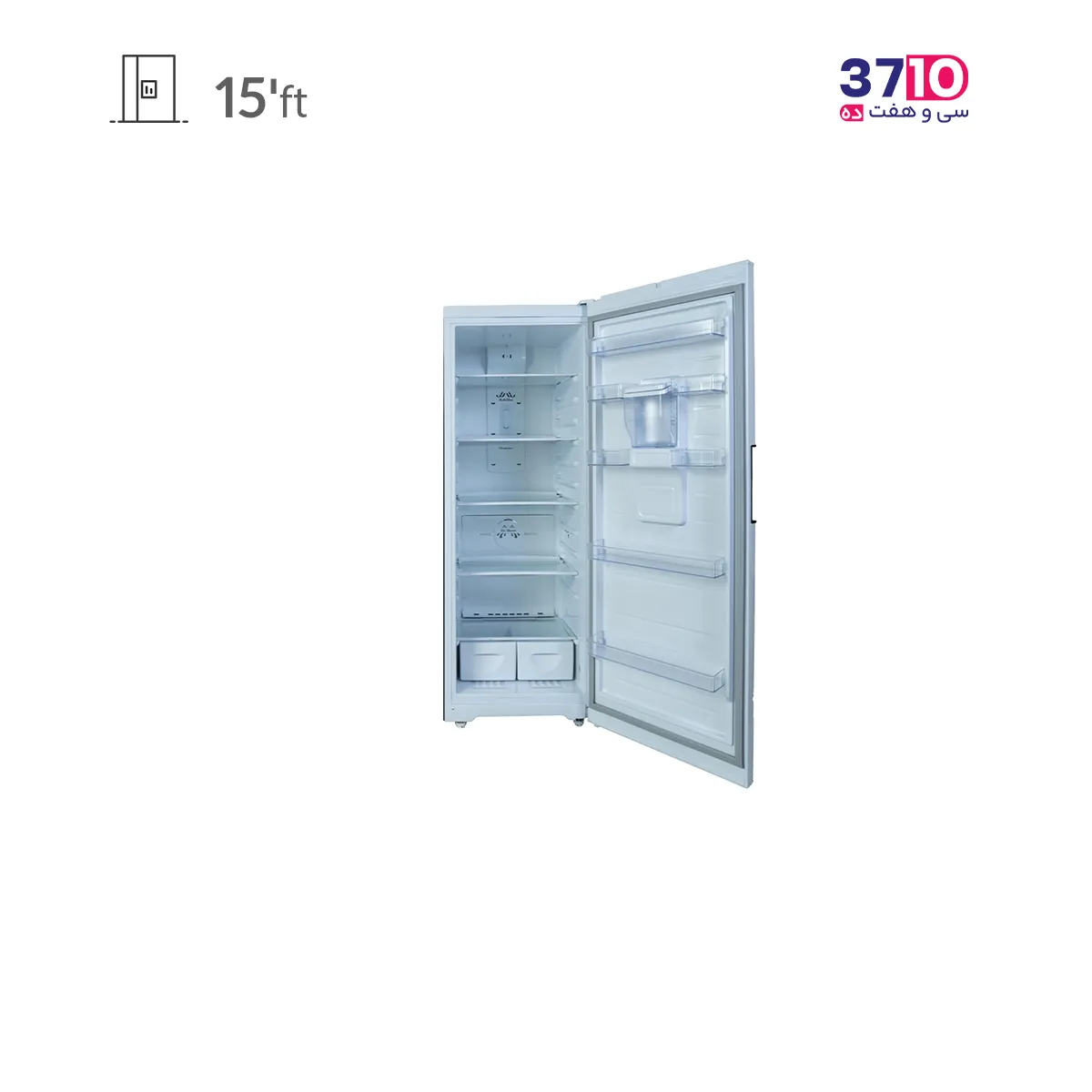 Pars refrigerator PARS model No Frost Boran Plus with silver water cooler (1) یخچال پارس PARS مدل نوفراست بوران پلاس با آبسردکن نقره ای عکس با درب باز