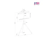 سه پایه تلویزیون الیو مدل آیکو بدنه مشکی سمباده ای چوب فندقی عکس از کاتالوگ