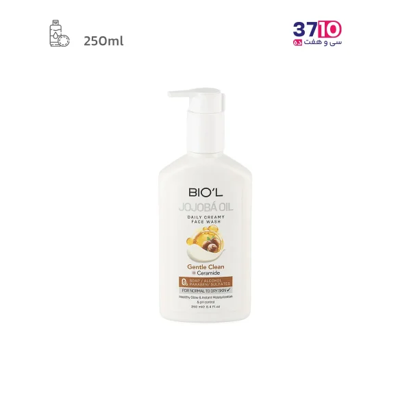 فیس واش کرمی پمپی بیول حاوی روغن جوجوبا و سرامید مناسب پوست نرمال تا خشک حجم 250 میلی لیتر عکس از محصول