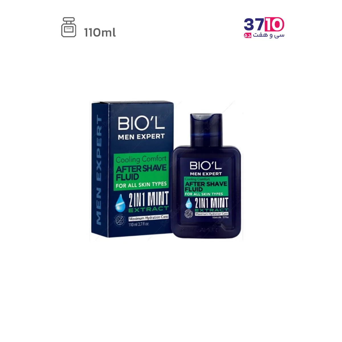 Biol antibacterial and cooling aftershave cologne containing mint extract, suitable for normal to oily skin, volume 110 ml (1) افتر شیو لوسیونی آنتی باکتریال بیول حاوی عصاره آلوئه ورا مناسب پوست حساس تا خشک حجم 110 میلی لیتر عکس از محصول