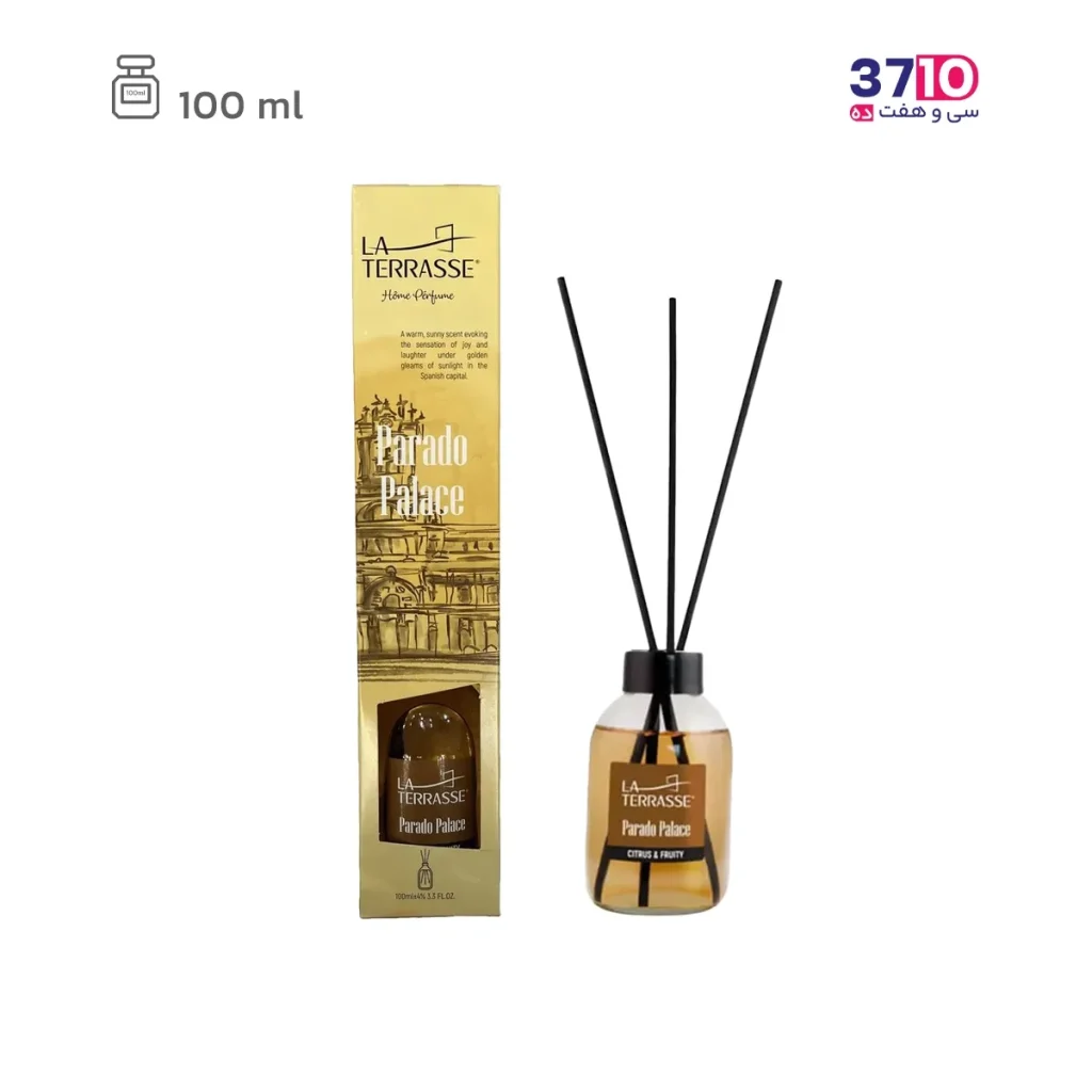 عطر خانه لاتراس مدل پرادو پالاس 100 میل رایحه انبه عکس باز شده به همراه جعبه