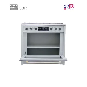 اجاق طرح فر پادیسان مدل 5002 بدنه سیلور رویه استیل عکس با درب باز