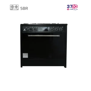 اجاق طرح فر پادیسان مدل 5002 بدنه مشکی رویه لعاب عکس از روبرو