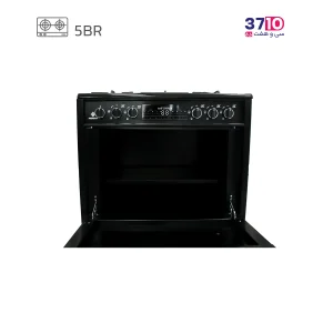 اجاق طرح فر پادیسان مدل 5002 بدنه مشکی رویه لعاب عکس با درب باز