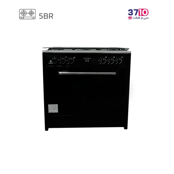 اجاق طرح فر پادیسان مدل 5002 بدنه مشکی رویه استیل عکس از روبرو