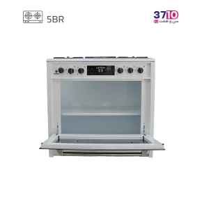 اجاق طرح فر پادیسان مدل 5002 بدنه سفید رویه لعاب عکس با درب باز