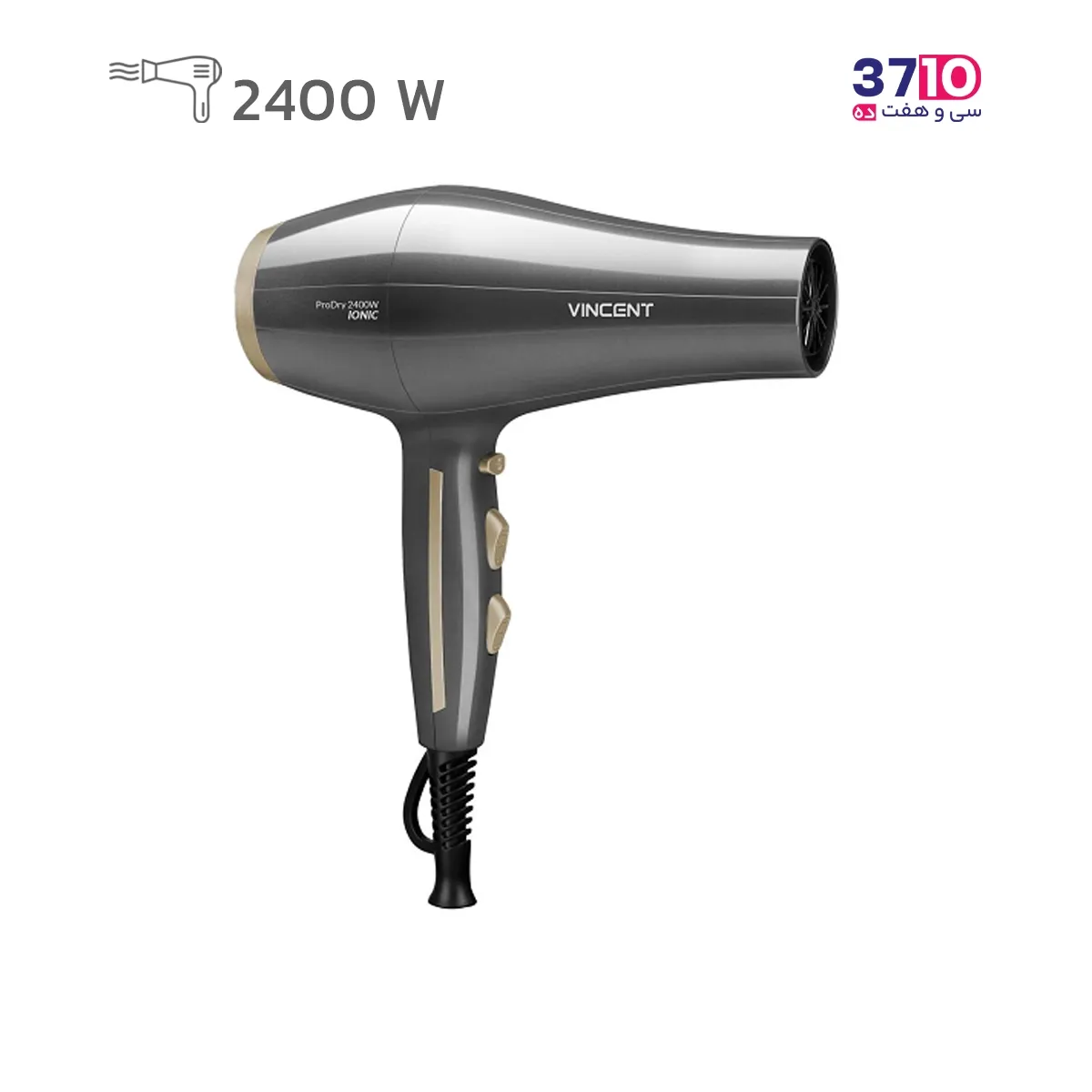 Vincent-Hair-dryer-HD7324-Gold (4) سشوار وینسنت مدل HD7324/02 رنگ گلدعکس از رو به رو