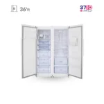 یخچال فریزر دوقلو دیپوینت Depoint مدل D5iU-F-W/D5iU-R-W سفید عکس از محصول با درب باز