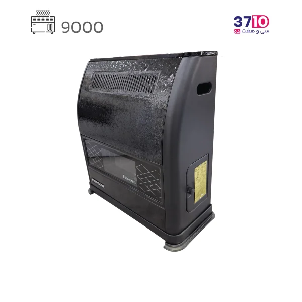 بخاری فیروزه مدل 9000 آپامه مشکی عکس از سه رخ