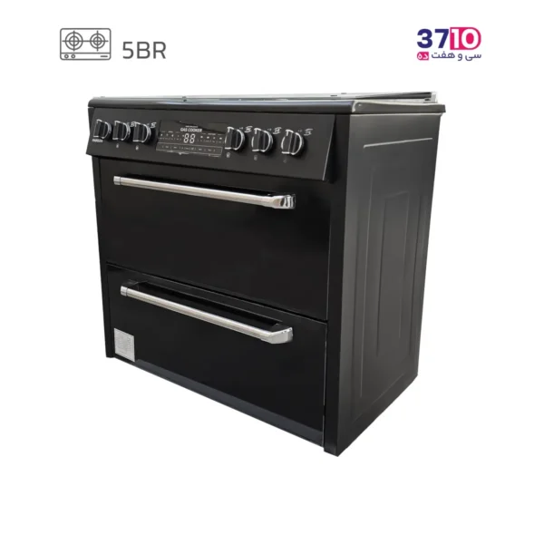 اجاق طرح فر پادیسان PADISAN مدل K905B کشودار بدنه تمام لعاب مشکی عکس از سه رخ