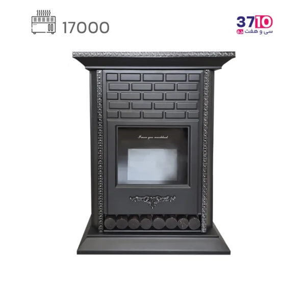 بخاری شومینه ایمن گاز مشهد 17000 طرح چدن مشکی مدل شادلین آجری A عکس از محصول