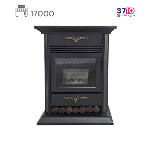 بخاری شومینه ایمن گاز مشهد 17000 طرح چدن مشکی مدل شادلین کلاسیک A عکس از محصول