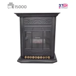 بخاری فیروزه مدل شومینه 1500 روژین مشکی عکس از روبرو