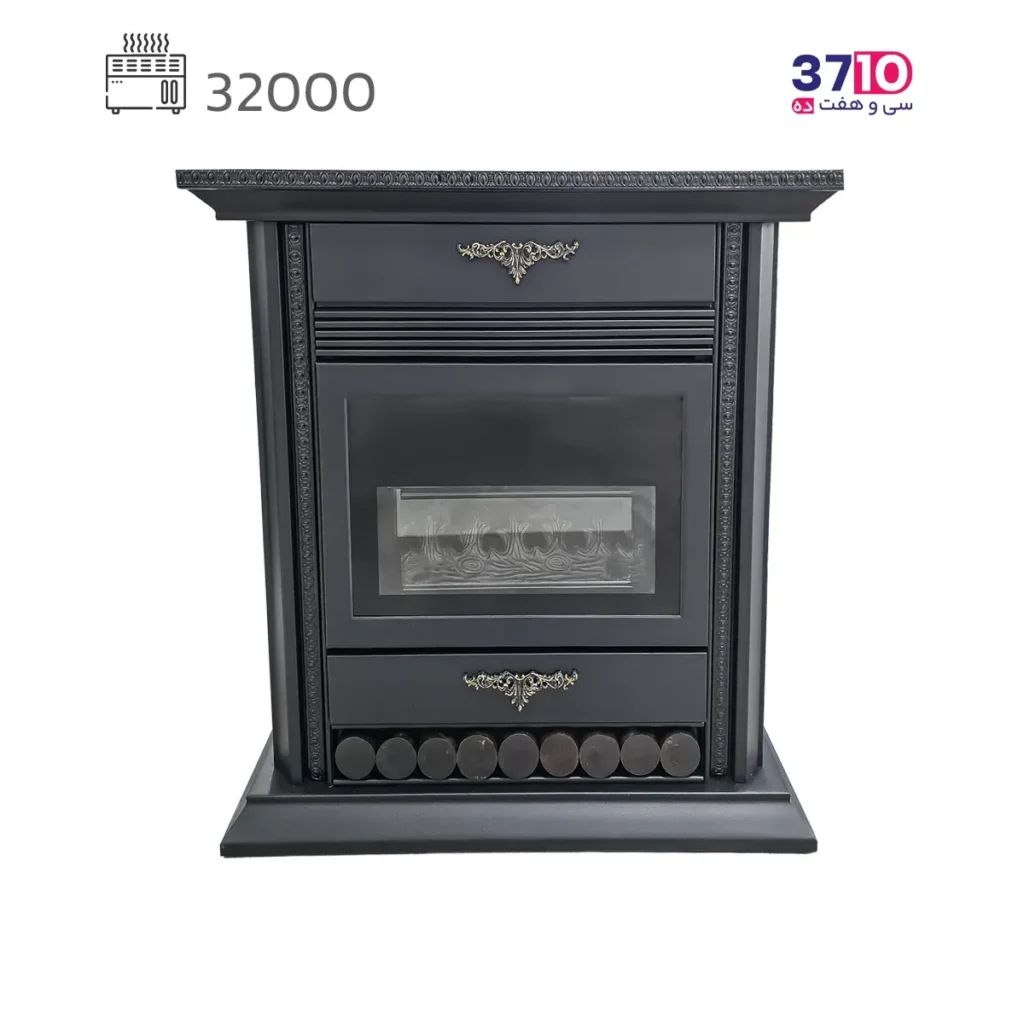 بخاری شومینه ایمن گاز مشهد 32000 طرح چدن مشکی مدل شارین کلاسیک A عکس از محصول