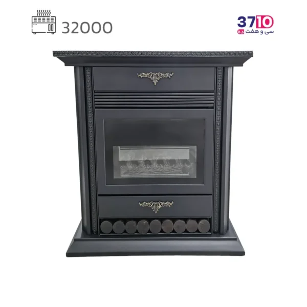 بخاری شومینه ایمن گاز مشهد 32000 طرح چدن مشکی مدل شارین کلاسیک A عکس از محصول